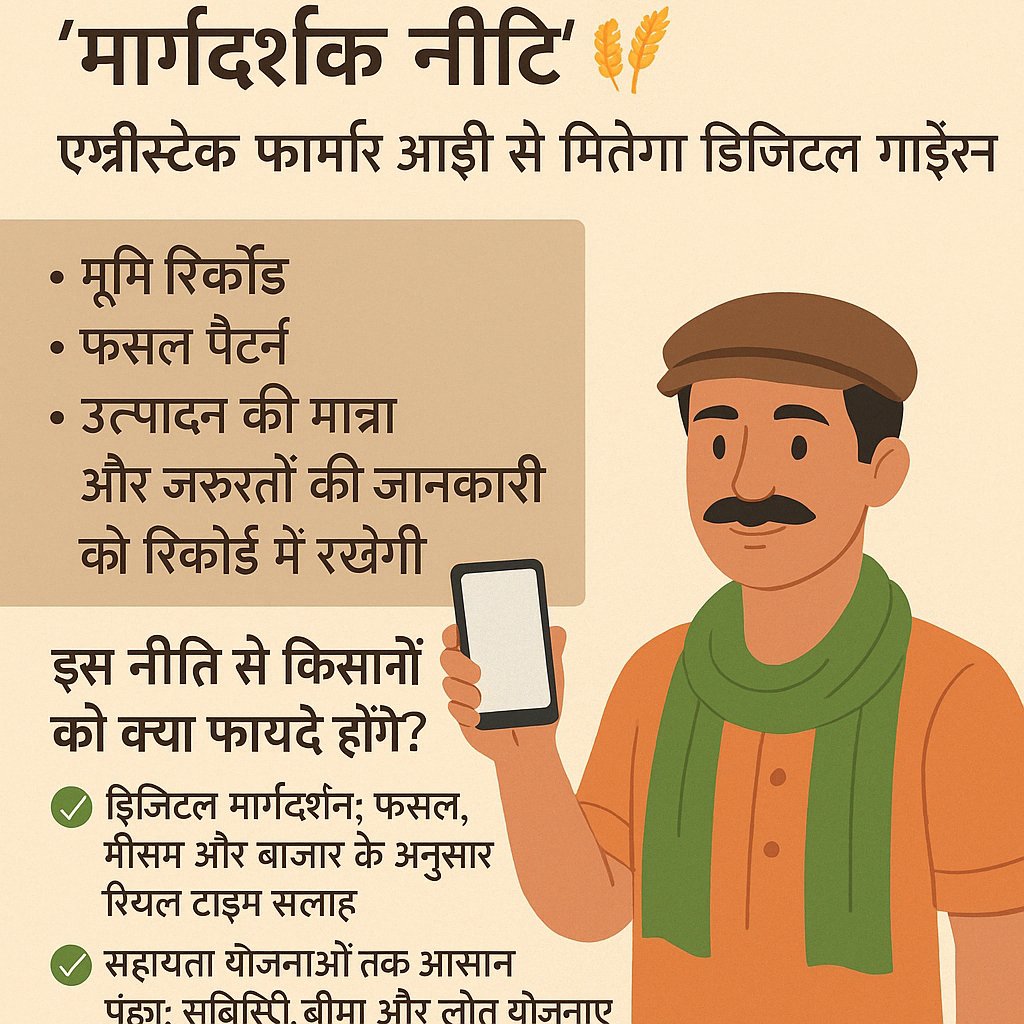किसानों के लिए सरकार की नई दिशा: जल्द आएगी 'मार्गदर्शक नीति' 🌾📋 | एग्रीस्टैक फार्मर आईडी से मिलेगा डिजिटल गाइडेंस 📱 1 image 64a1a0373e678de72bedcc9380705632