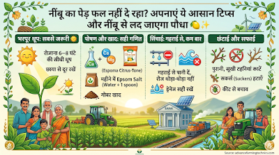 नींबू का पेड़ फल नहीं दे रहा? अपनाएं ये 5 आसान टिप्स और फूलों से भर जाएगा पौधा | Advance Farming 🍋✨ 1 333360