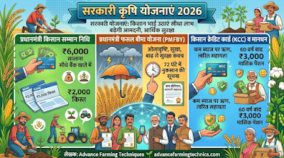 मुख्य सरकारी कृषि योजनाएं 2026: पीएम किसान, फसल बीमा और KCC से कैसे उठाएं लाभ | Advance Farming Techniques 🌱📑 1 345185