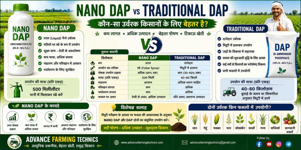 Nano DAP vs Traditional DAP: किसानों के लिए कौन-सा उर्वरक बेहतर है?