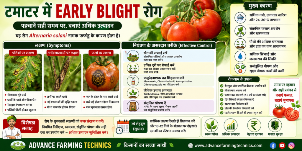 टमाटर में Early Blight रोग की पहचान और नियंत्रण