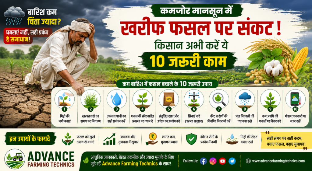 कमजोर मानसून में खरीफ फसल बचाने के उपाय और किसान