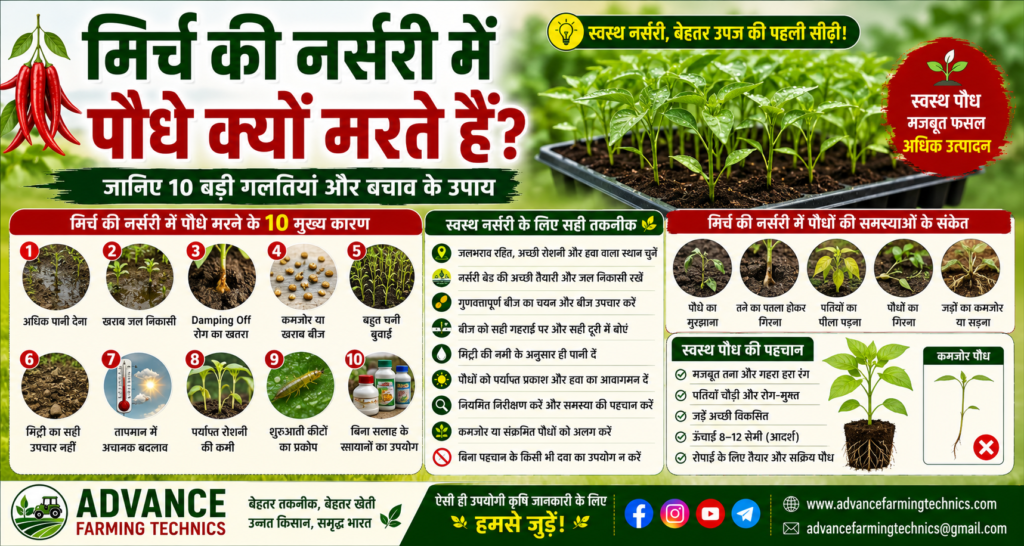 मिर्च की नर्सरी में पौधे मरना और स्वस्थ पौध तैयार करने के उपाय
