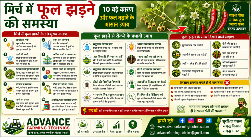 मिर्च में फूल झड़ने की समस्या और फूल बचाने के उपाय